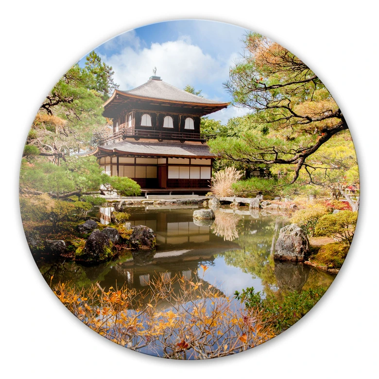 Glasbild Japanischer Tempel 2 - rund 