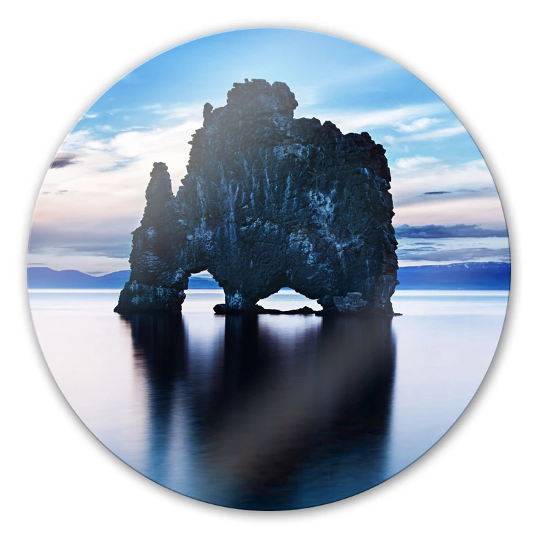 Tableau en verre - Falaises dans la mer - Rond 