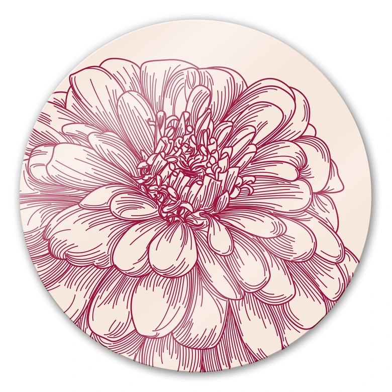 Glasbild Blüte Illustration - rund 