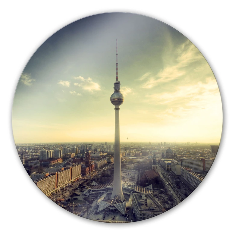 Glasbild Berliner Fernsehturm Panorama - rund 