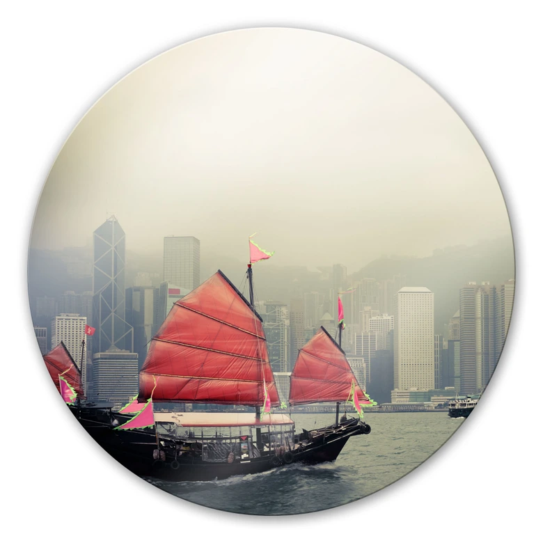 Glasbild Sailing in Hongkong - rund 