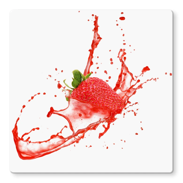Glasschilderijen Splashing Strawberry 