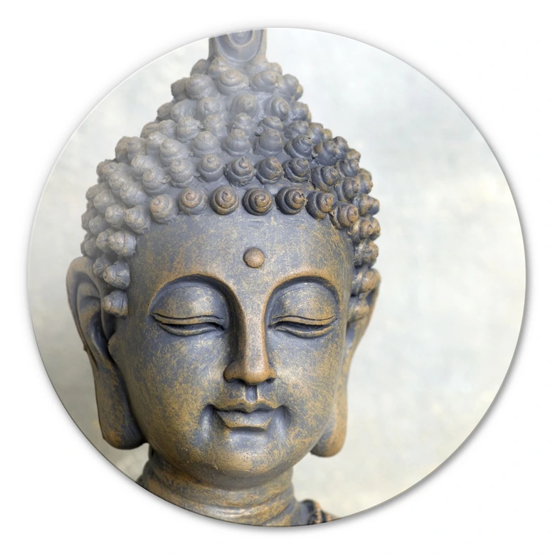 Glasbild Buddha Gesicht - rund 