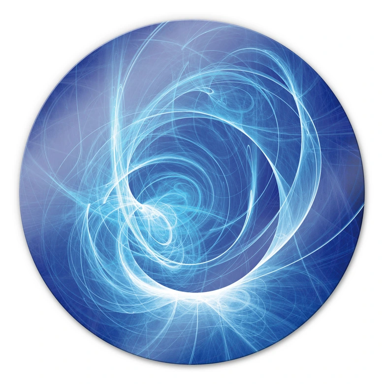 Glasbild Chaos Ray blau - rund 