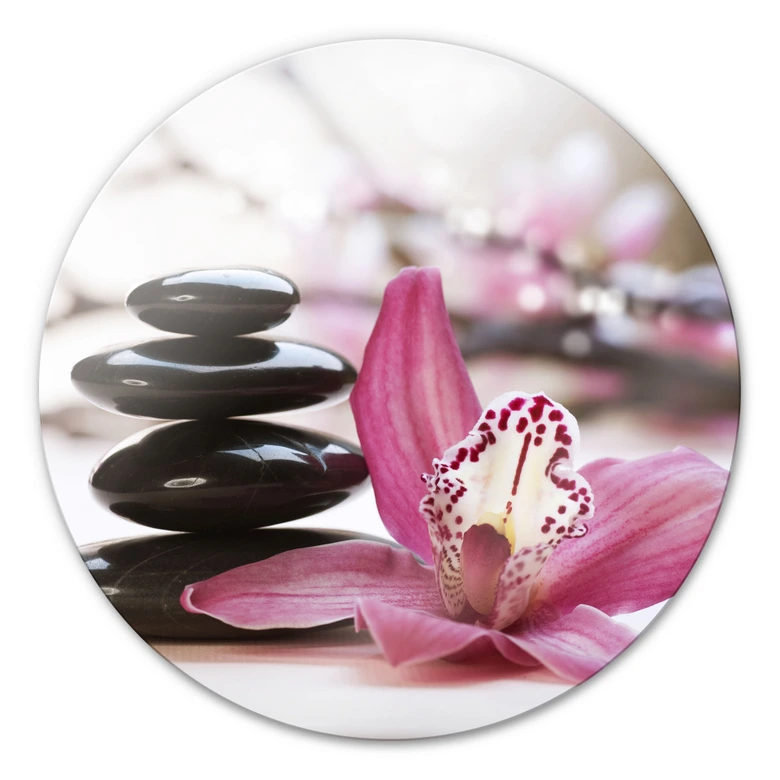 Glasschilderijen Orchidee - Rond 