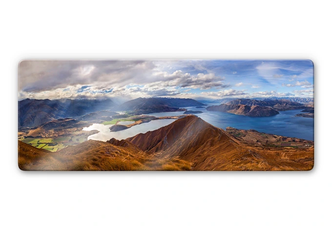 Glasbild Yan  - Aussicht vom Roys Peak - Panorama 