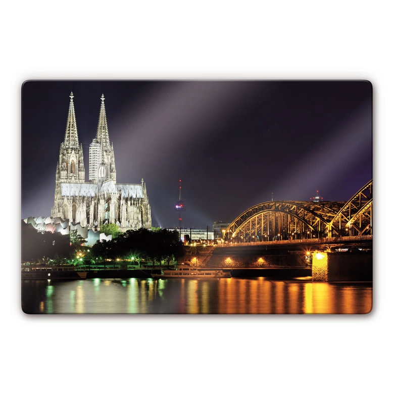 Glasschilderijen Nacht in Keulen 
