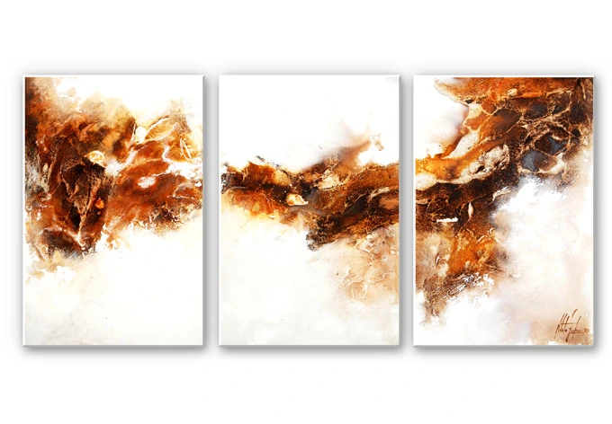 Wandbild Fedrau - Flüssiges Gold 02 (3-teilig) 