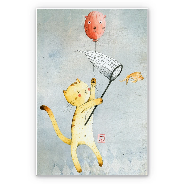 Wandbild Loske - Katze mit Ballon 