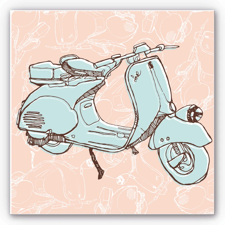 Wandbild Illustrated Vespa - quadratisch 