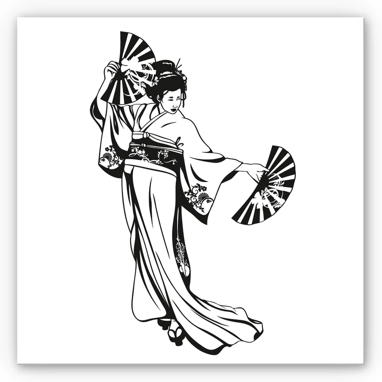 Wandbild Geisha-Fächertanz 