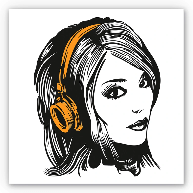 Wandbild Girl with Headphones 