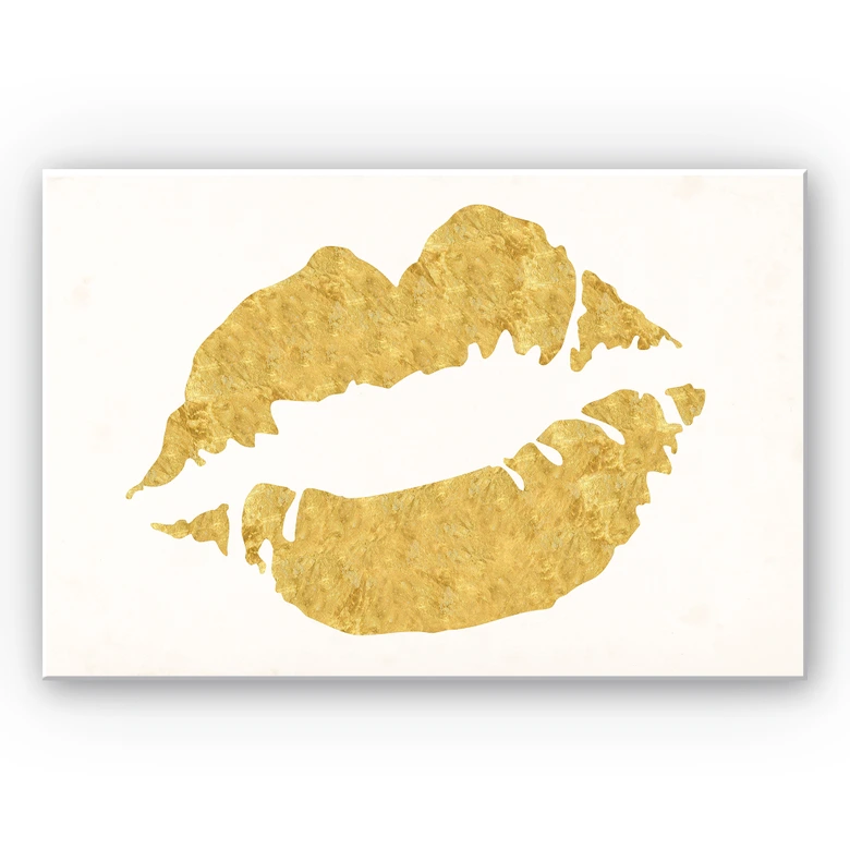 Wandbild Gold Lips 