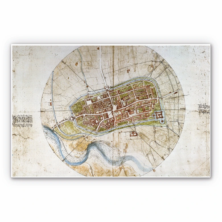 Wandbild Da Vinci - Stadtplan von Imola 