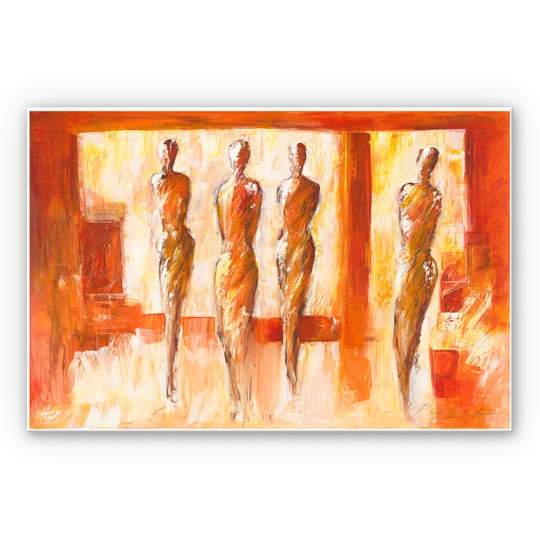 Wandbild Schüßler - Vier Figuren in Orange 