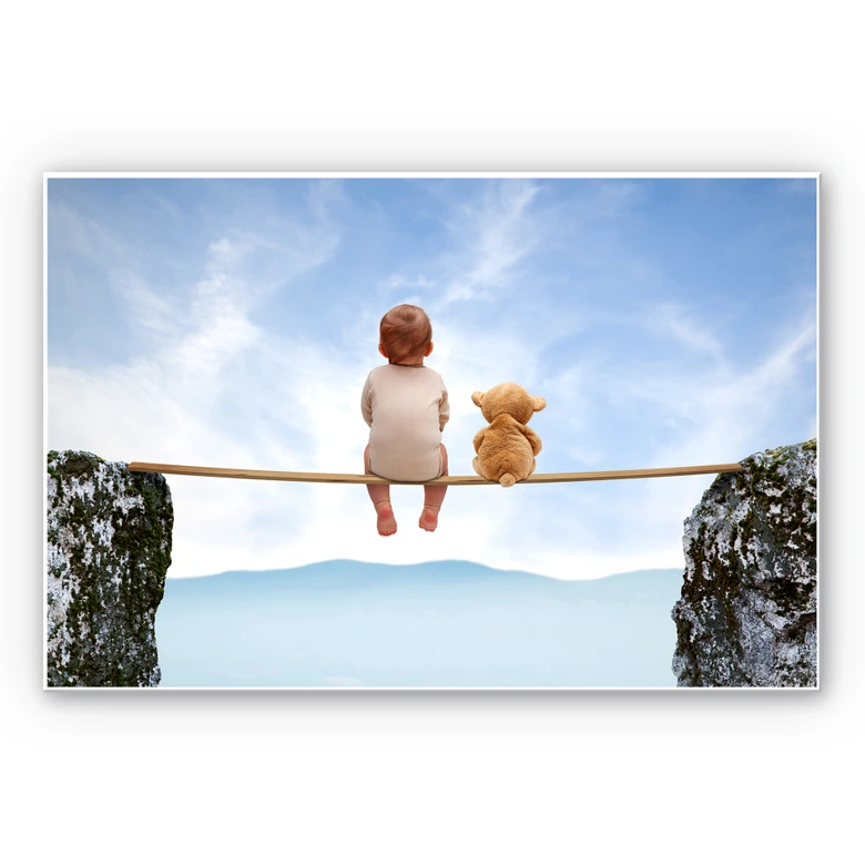 Wandbild Mit Teddy in den Bergen 