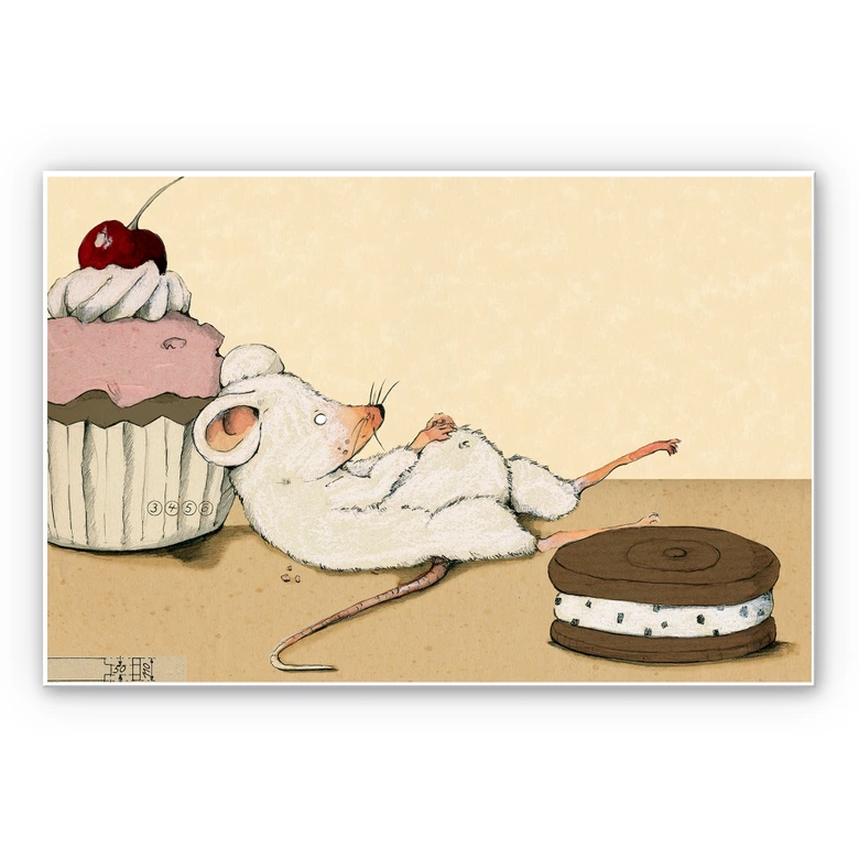 Wandbild Loske - Maus mit Muffin 