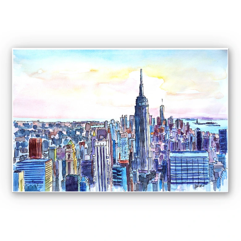 Tableau Forex - Bleichner - Manhattan Skyline - Aquarelle 