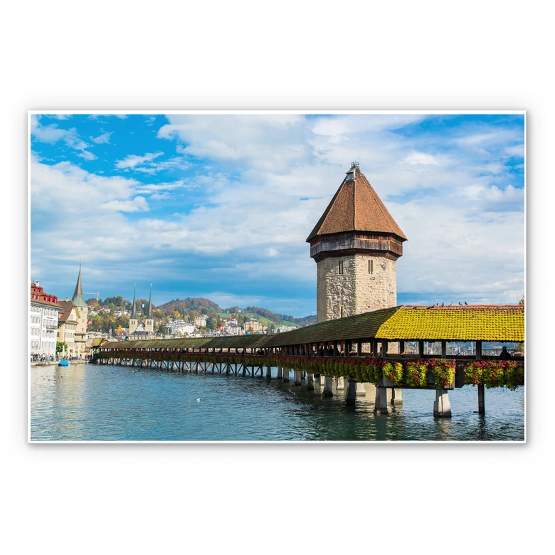 Wandbild Holzbrücke in Luzern 