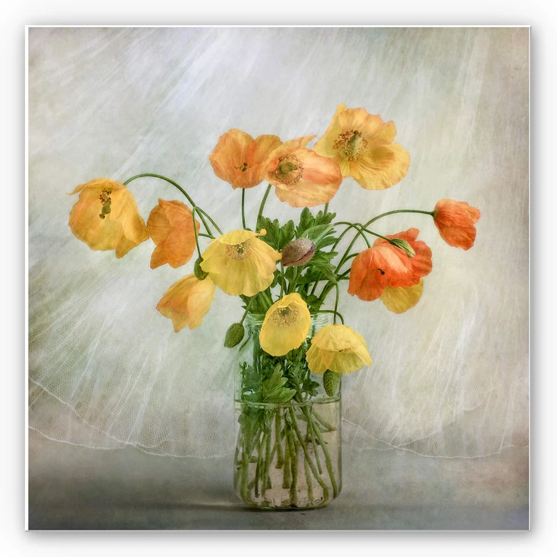 Wandbild Disher - Mohnblumen im Glas 