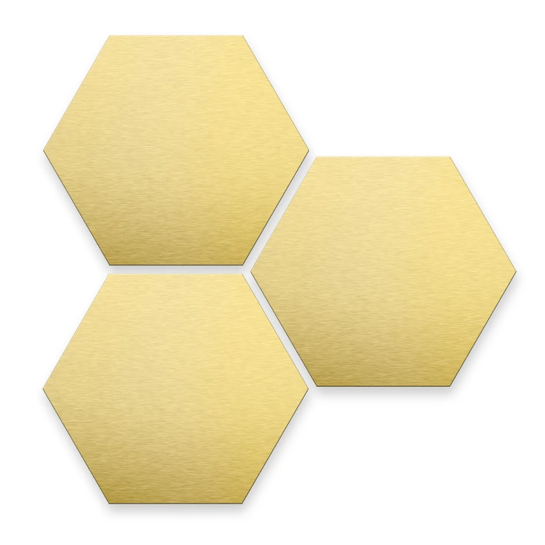 Hexagon - Alu-Dibond-Goldeffekt (3er Set) 