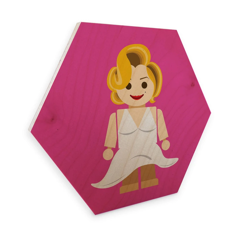 Hexagon - Holz Birke-Furnier Gomes - Marilyn Monroe Spielzeug 