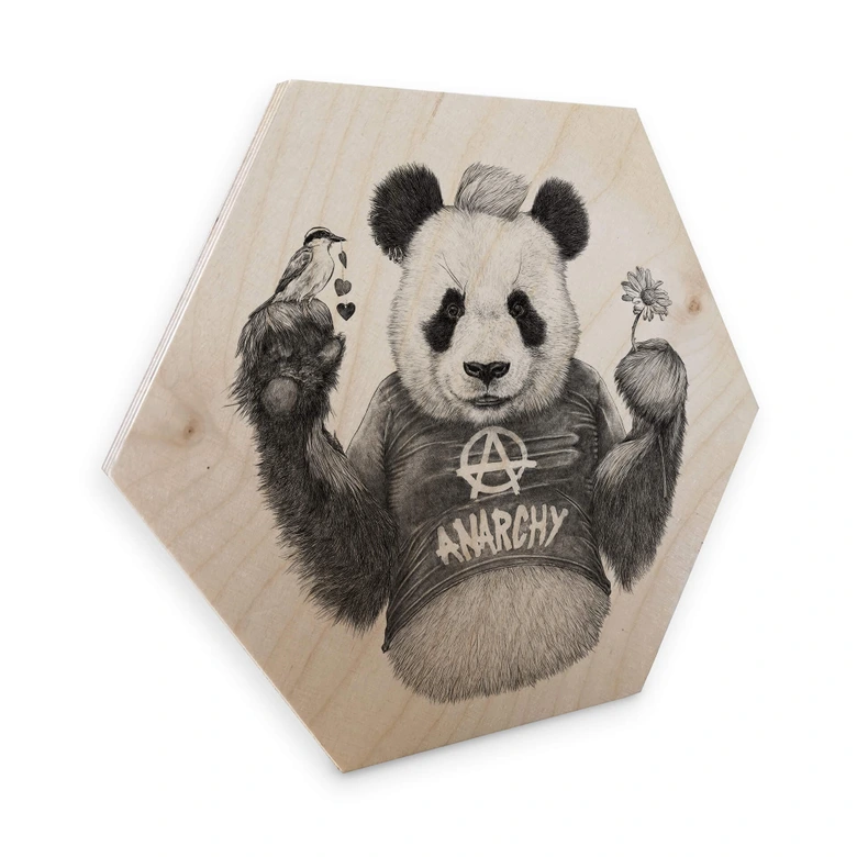 Hexagon - Holz Birke-Furnier Kools - Punk Panda 