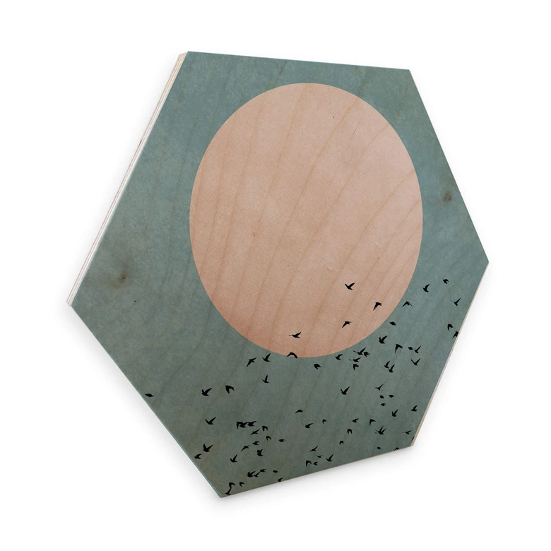Hexagon - Holz Birke-Furnier - Kubistika - Mondschein 