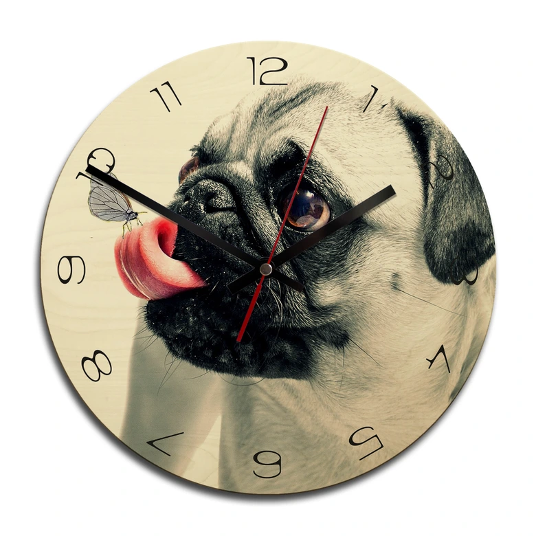 Horloge murale en bois - Affection animale 