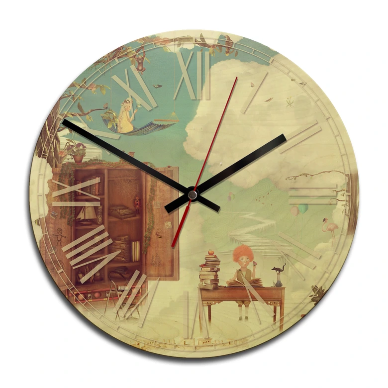 Horloge murale en bois - Vie céleste 