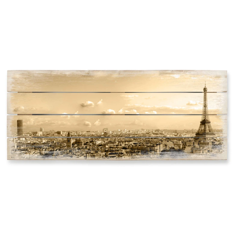 Houten Wanddecoratie Paris Skyline - Panorama 