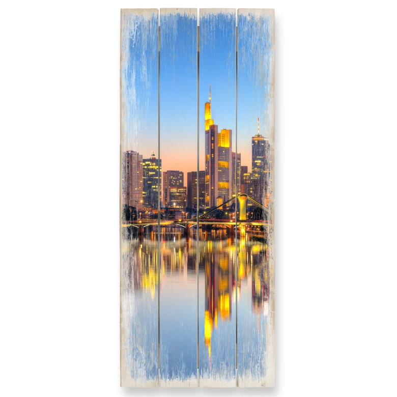 Holzbild Frankfurter Lichter - Panorama 