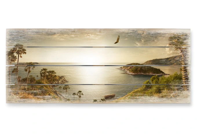 Holzbild Sonnenuntergang im Paradies - Panorama 