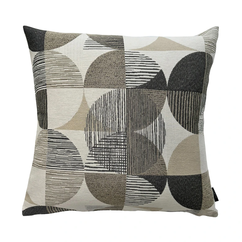 Gemusterte Kissenhülle mit Kreisen in beige in 48x48 cm 
