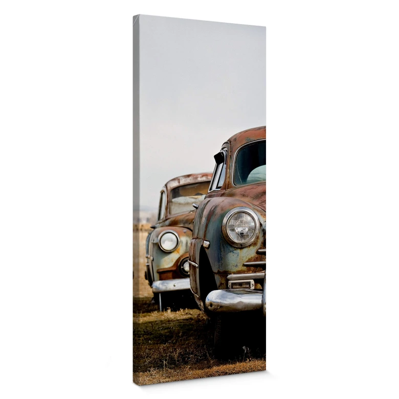 Leinwandbild Old Rusted Cars - Panorama 