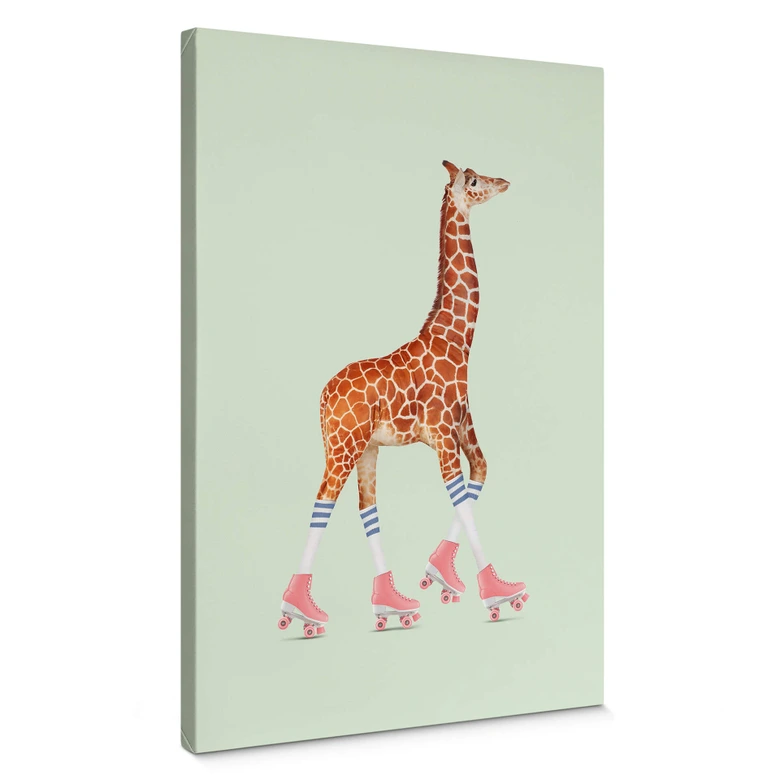 Leinwandbild Loose – Rollerskating Giraffe 