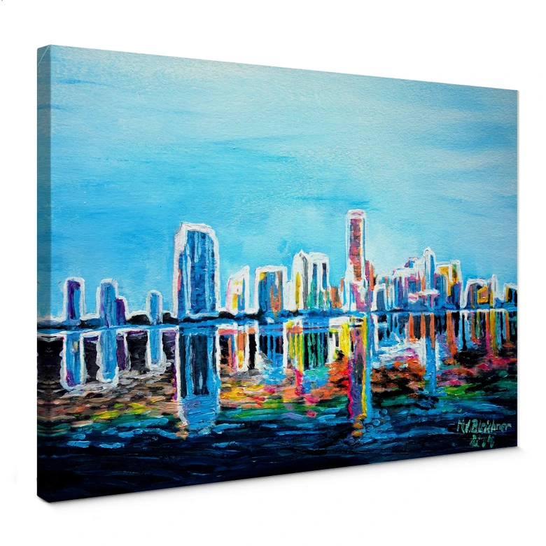 Leinwandbild Bleichner - Miami im Neonschimmer 