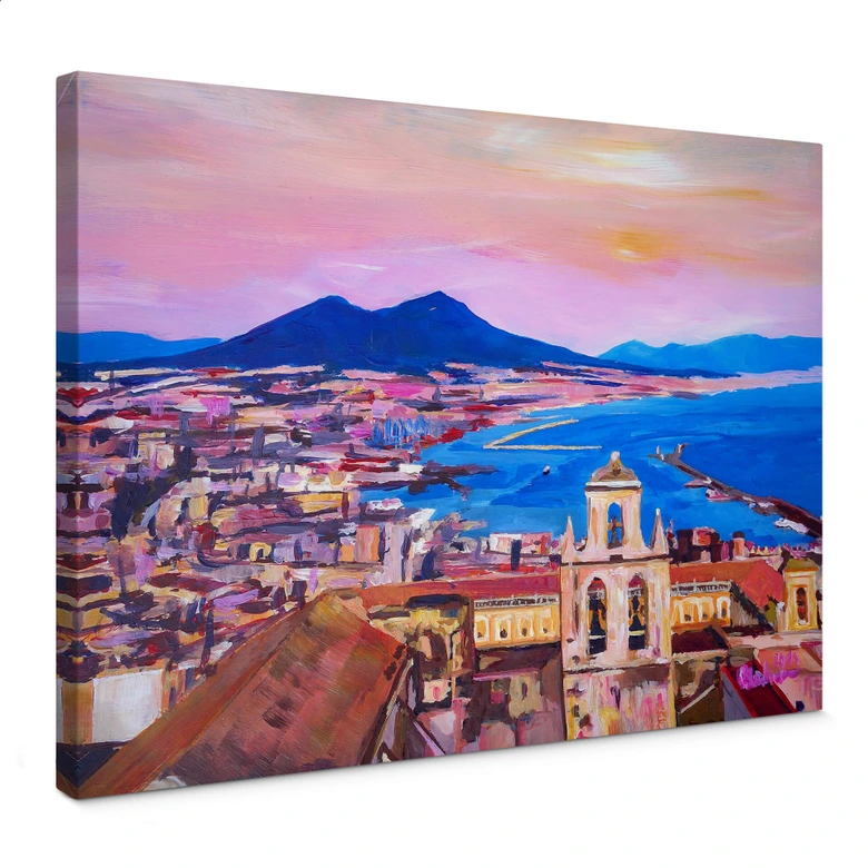 Leinwandbild Bleichner - Naples with Mount Vesuvio 