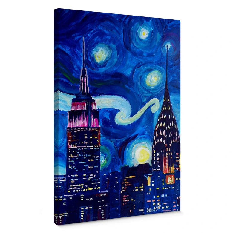 Bleichner Canvastavla - New York på natten 