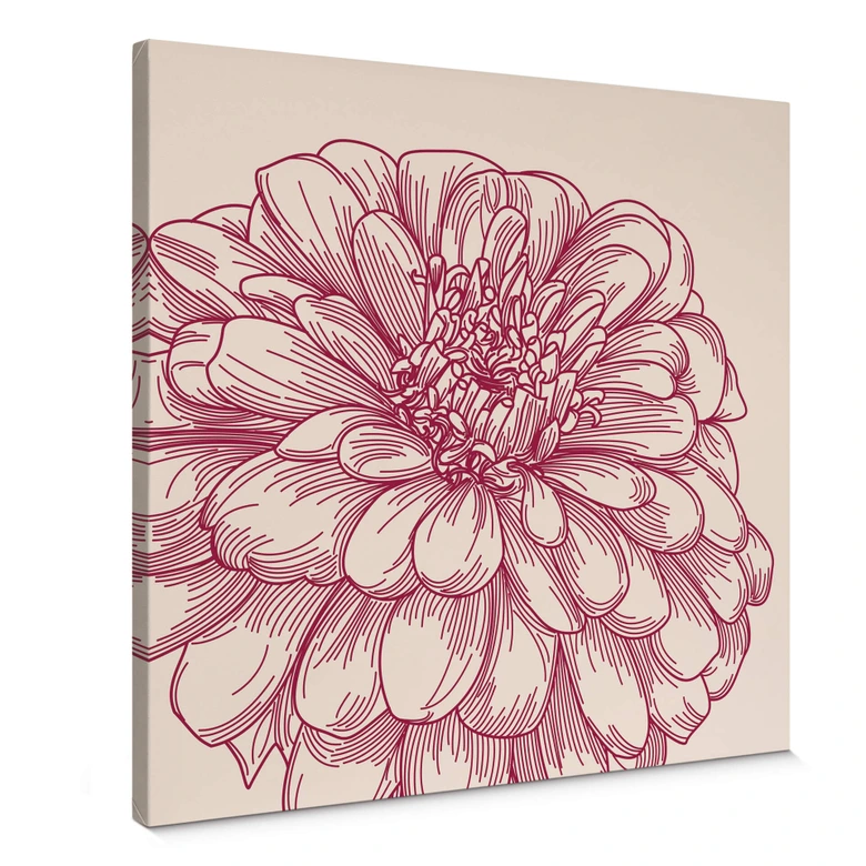 Canvas Geillustreerde Bloem Canvas 