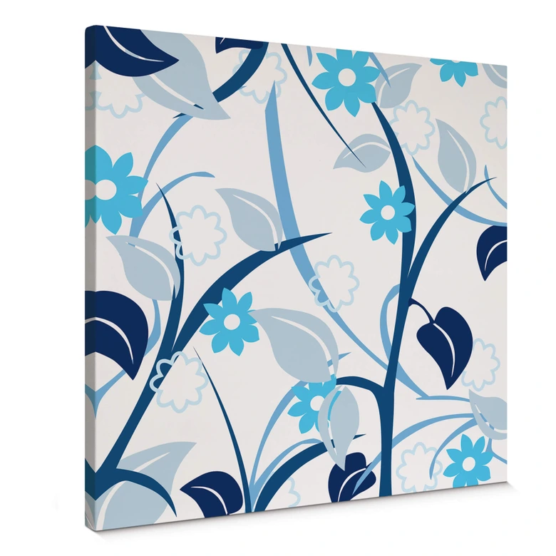 Canvastavla blomsterträdgård blå 