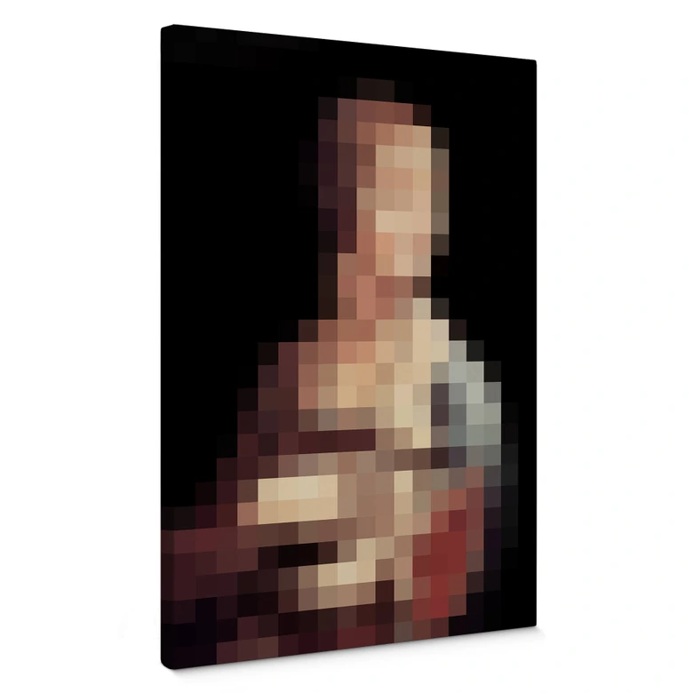 Canvas Pixelart – da Vinci – de dame met hermelijn 