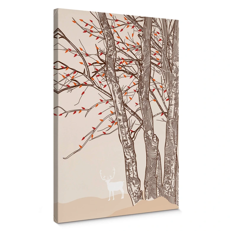 Leinwandbild Hirsch im Wald 