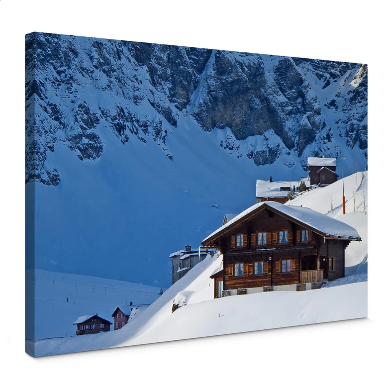 Leinwandbild Ferienhütte in den Schweizer Alpen 