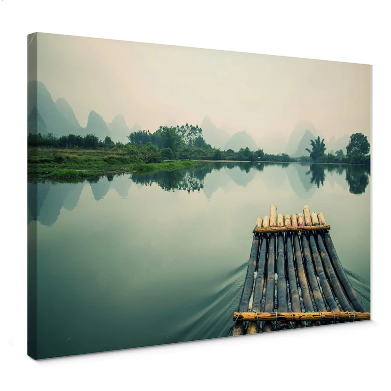 Leinwandbild Floßfahrt in China 