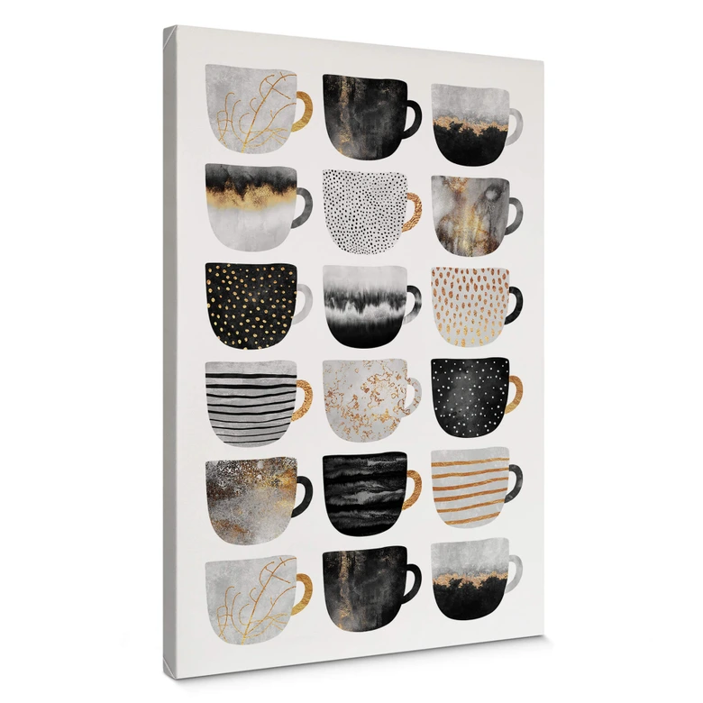 Leinwandbild Fredriksson - Kaffeetassen: Pretty Black & Gold 