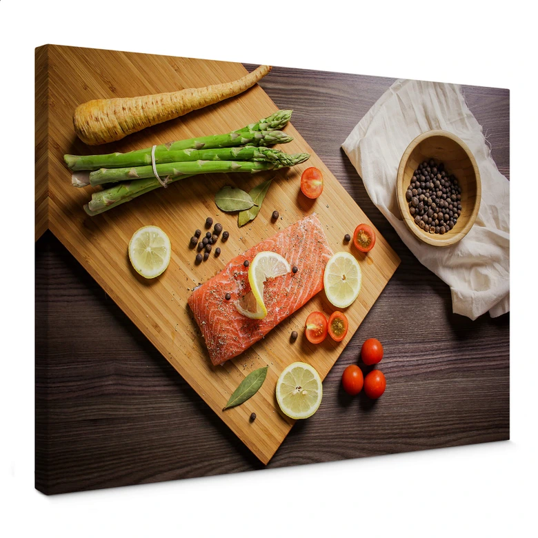 Leinwandbild Frischer Lachs 