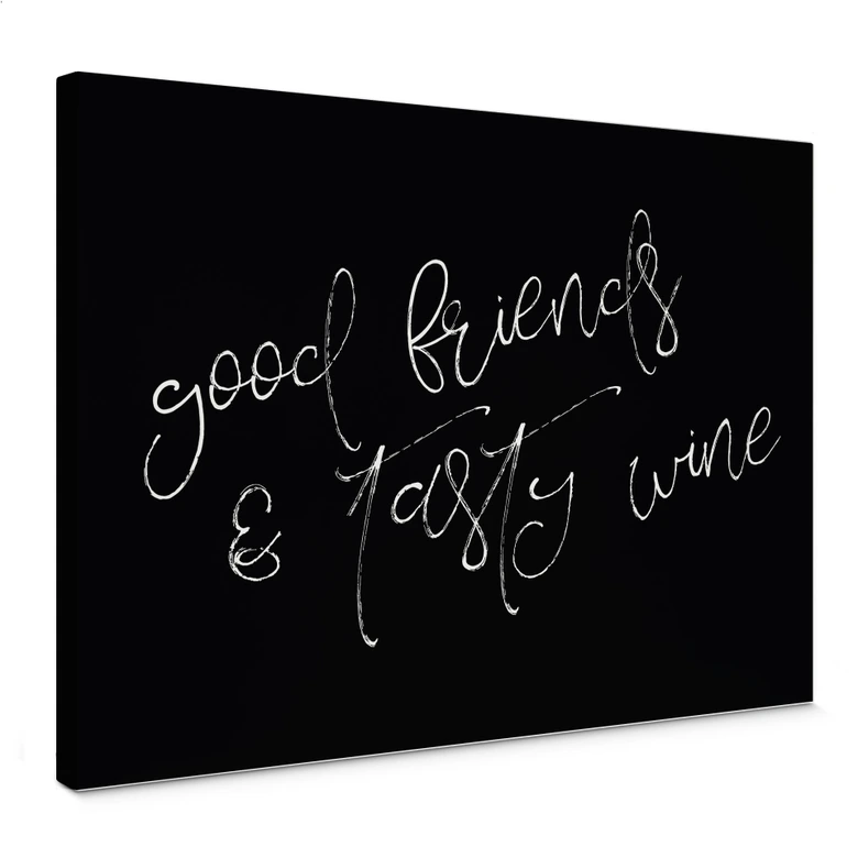 Lienzo Buenos amigos y buen vino 