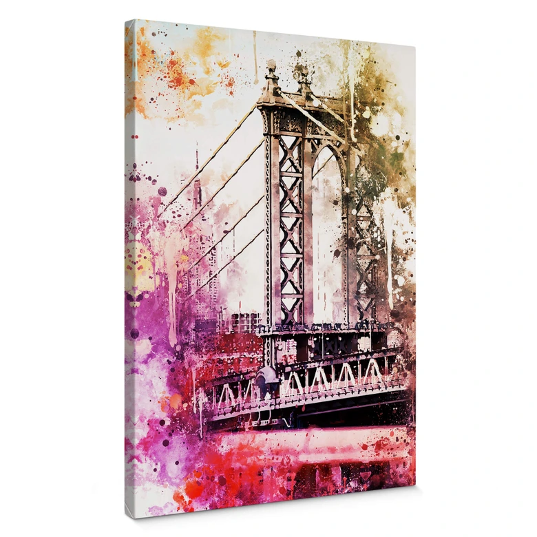 Leinwandbild Hugonnard - Watercolour: New York Bridge 