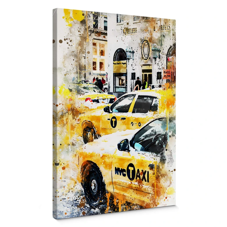 Tableau en toile Hugonnard - Watercolour: New York Cab 